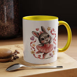 Ballerina Bunny Mug, Rabbit in a Pink Tutu with Flowers and Ribbons, Ballet Recital Gift for a Daughter or Dance Lover's Birthday Surprise