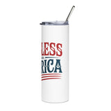 God Bless America Skinny Tumbler, Patriotic USA Drink Cup, 4th of July Gift, American Pride Drinkware, Independence Day Gift for Her