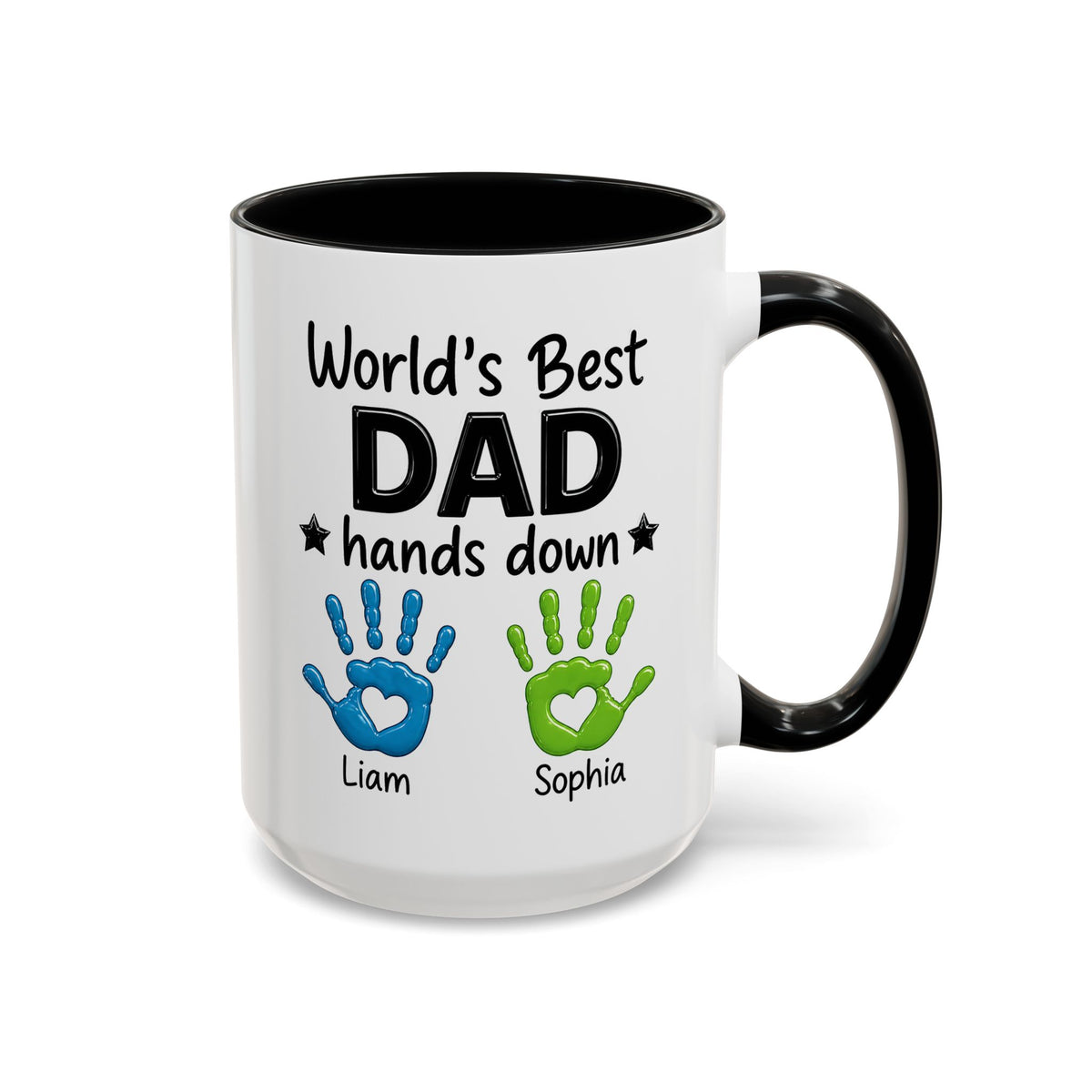 Personalized World's Best Dad Coffee Mug, Custom Handprint Dad Mug with Kids Names, Father's Day Gift for Dad, Gift from Children