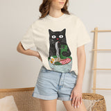 Black Cat Ramen Shirt Comfort Colors Tee, Funny Cat Lover Graphic Shirt, Introvert Cat Eating Noodles Tee, Japanese Foodie Gift