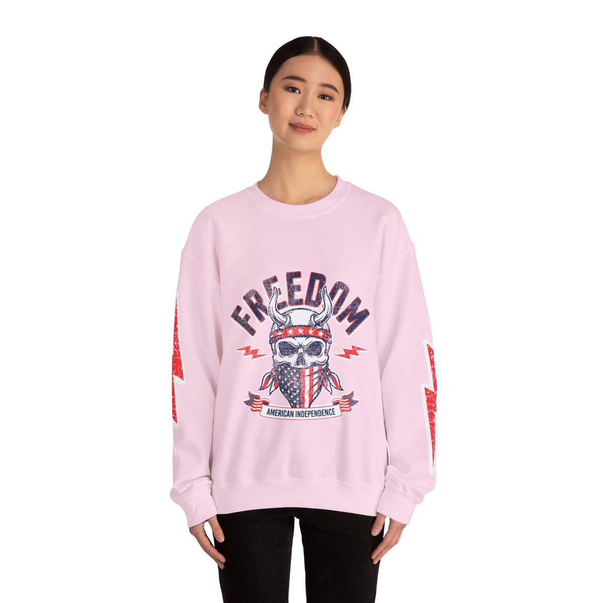 Freedom American Independence Sweatshirt, Patriotic Skull Crewneck, USA Flag Pullover, Fourth of July Outfit, Americana Gift for Him