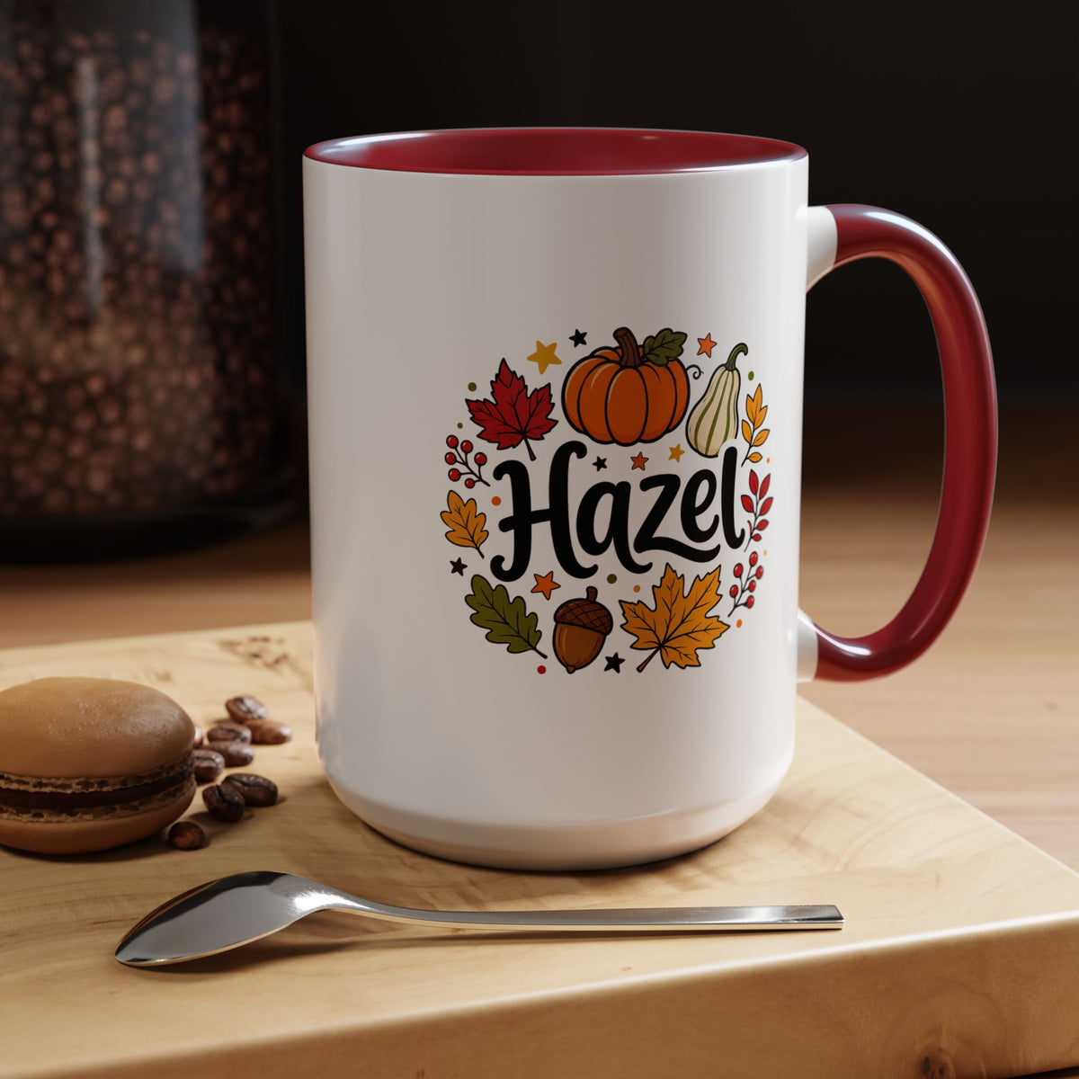 Personalized Fall Name Mug, Custom Hazel Pumpkin Coffee Cup, Autumn Birthday Gift for Her, Thanksgiving Keepsake, Cozy Seasonal Present