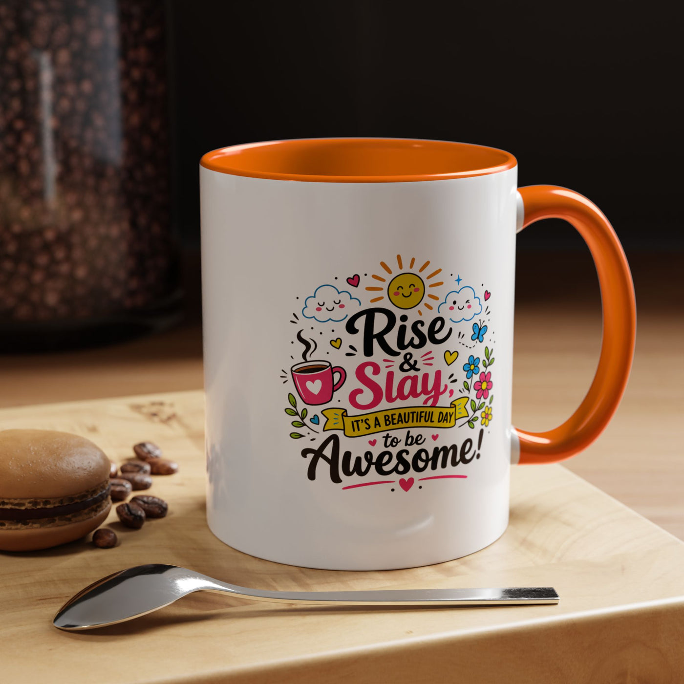 Rise and Slay Motivational Mug, Positive Quote Coffee Cup, Inspirational Gift for Her, Coworker Encouragement, Morning Routine Drinkware