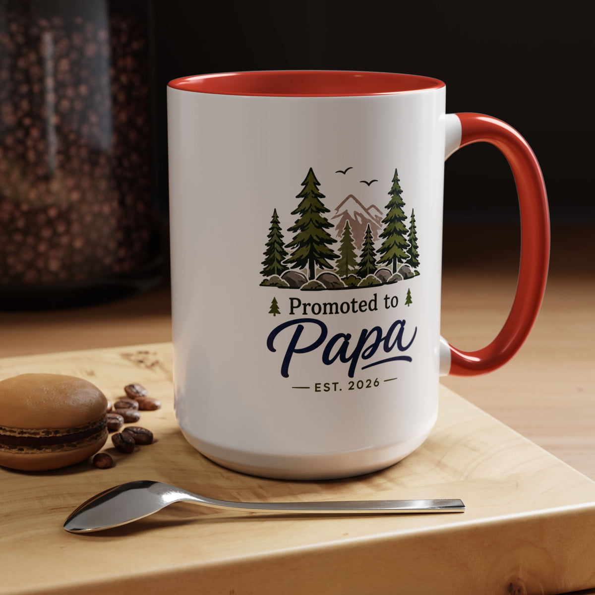 Promoted to Papa Mug, New Grandpa Pregnancy Announcement Gift, Woodland First Time Grandfather Coffee Cup, Baby Reveal Keepsake 2026