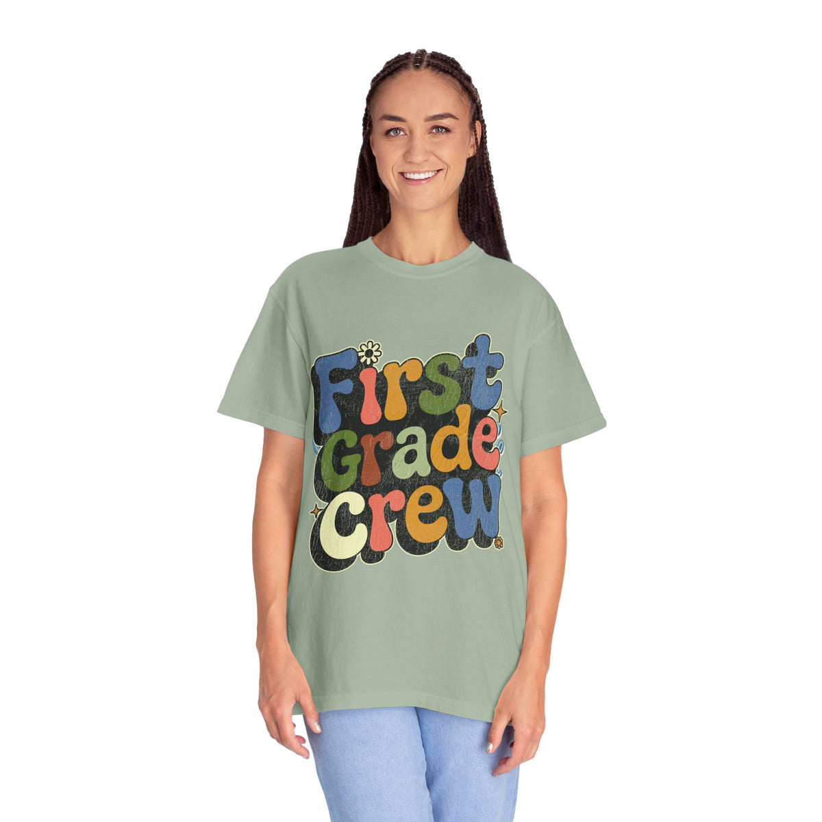 First Grade Crew T-Shirt, Retro Teacher Team Graphic Tee, Elementary School Staff Gift, First Day Classroom Outfit, Grade One Shirt