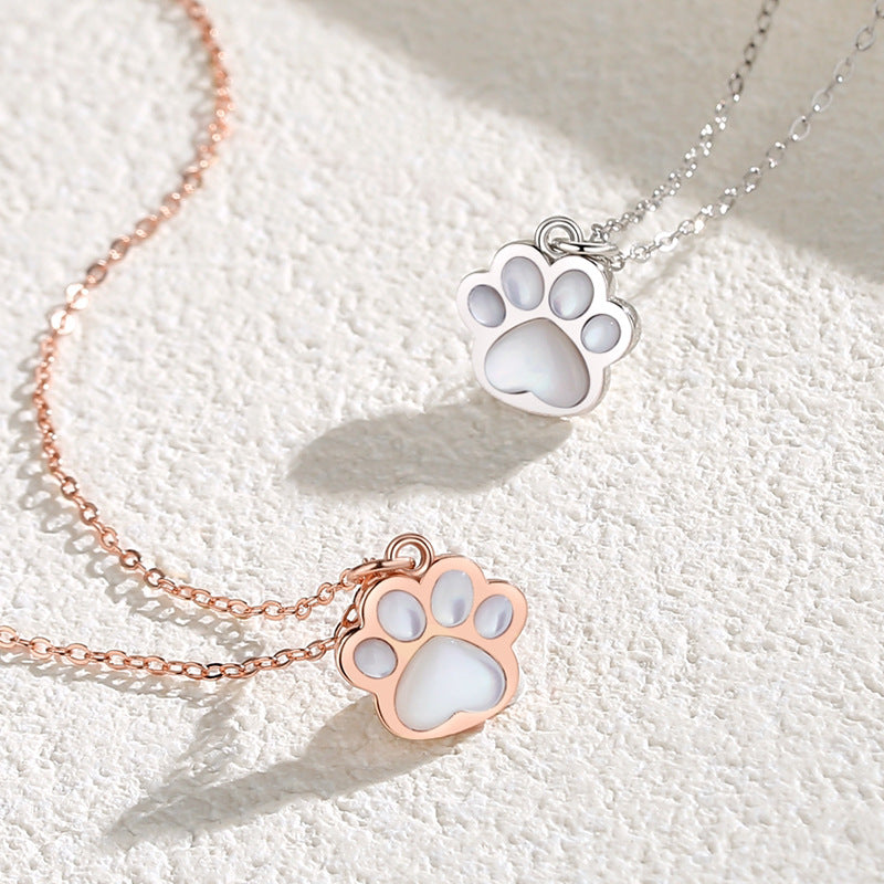 Heart Cat Claw Necklace Sterling Silver Vibrato With The Same Niche Design Cute Girlfriends Pendant Collarbone Chain Girly Style