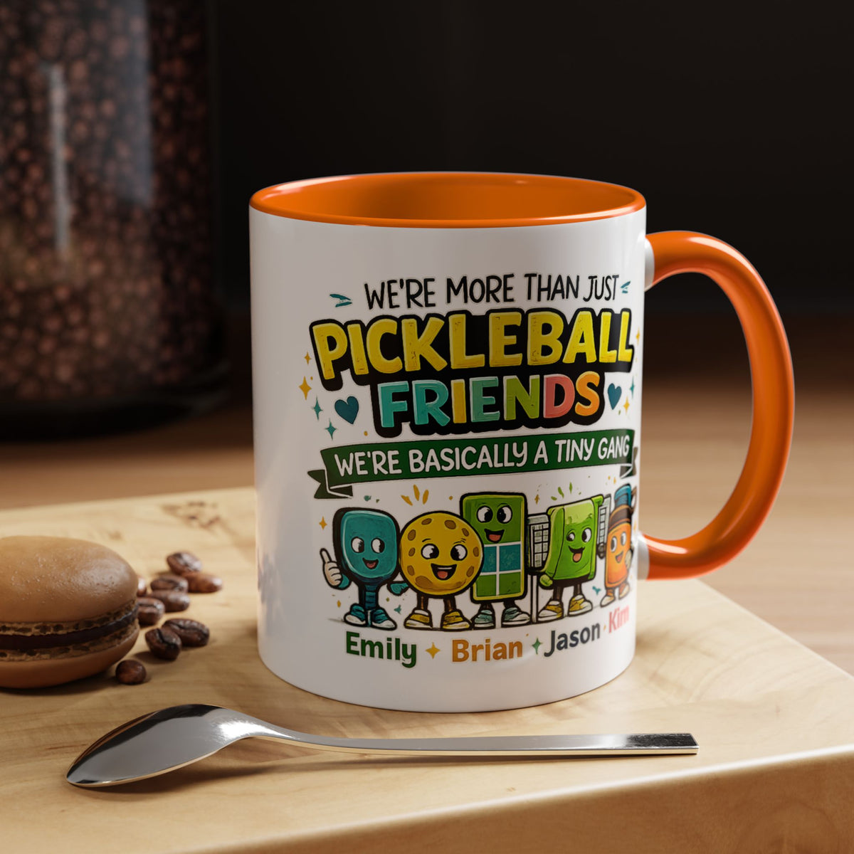 Personalized Pickleball Friends Mug, Custom Pickleball Team Coffee Mug with Names, Funny Pickleball Gift for Teammates and Best Friends