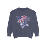 Bald Eagle American Flag Sweatshirt, Retro Patriotic Graphic, Gift for USA Pride Fans, Fourth of July Celebrations and Everyday Clothing