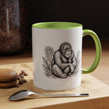 Orangutan Mug, Black and White Primate Coffee Cup, Jungle Animal Lover Gift, Wildlife Conservation Present, Rustic Nature Decor Gift