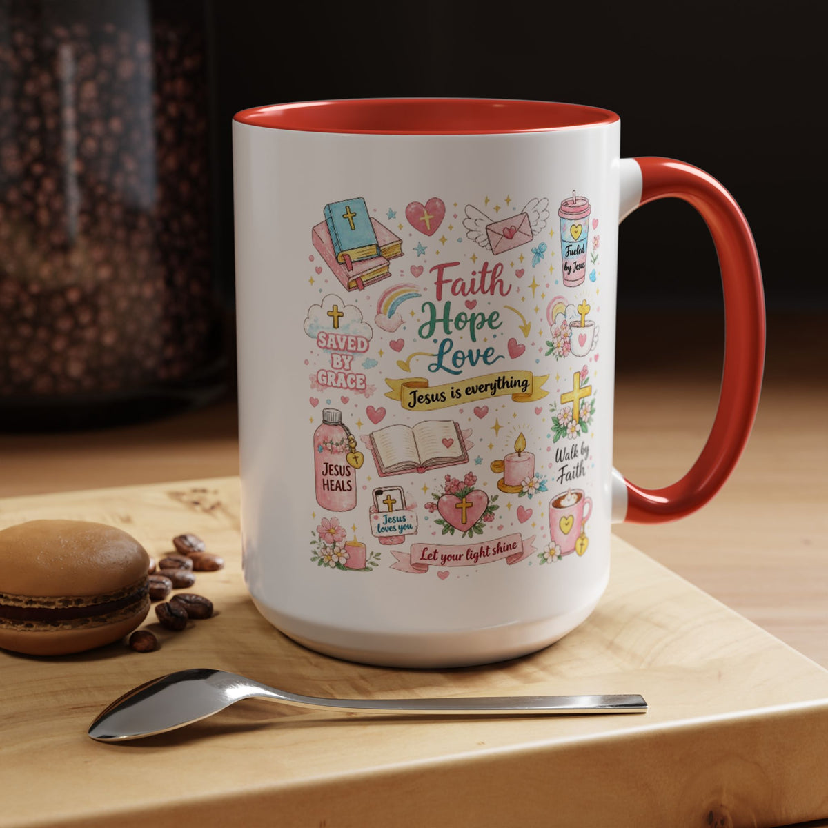 Christian Faith Hope Love Mug, Inspirational Bible Verse Coffee Mug, Jesus Is Everything Gift, Religious Mug for Women