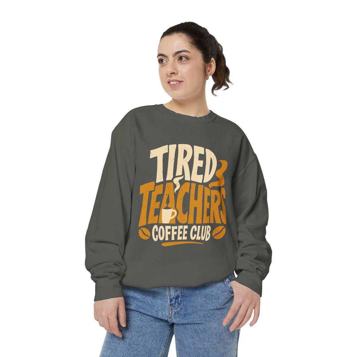 Tired Teachers Coffee Club Comfort Colors Sweatshirt, Funny Teacher Coffee Shirt, Educator Gift, Teacher Life Pullover