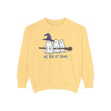 We Boo at Dawn Ghost Sweatshirt, Funny Halloween Witch Broom Pullover, Cute Spooky Season Gift for Friends and Ghost Lovers, October Outfit