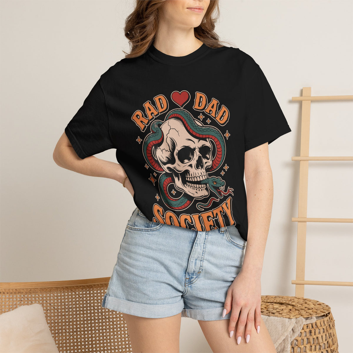 Rad Dad Society Comfort Shirt, Skull Snake Graphic Tee, Edgy Fatherhood Tshirt, Alternative Dad Gift for Fathers Day