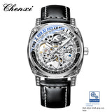 Dress: Vintage Engraved Mechanical Watch Men's Leather Waterproof Hollow-Out Fashion Style Men's Watch