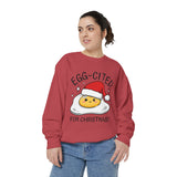 Egg-Cited for Christmas Sweatshirt, Funny Fried Egg Crewneck, Cute Food Pun Holiday Pullover, Christmas Breakfast Gift for Brunch Lover