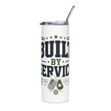Military Service Skinny Tumbler, Built by Service Travel Cup, Dog Tag Design, Patriotic Gift for Service Member, Military Appreciation