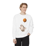 Cute Ghost Halloween Sweatshirt, Pumpkin Balloon Pullover, Vintage Spooky Season Gift for Women, Cozy October Fall Outfit for Ghost Loversv