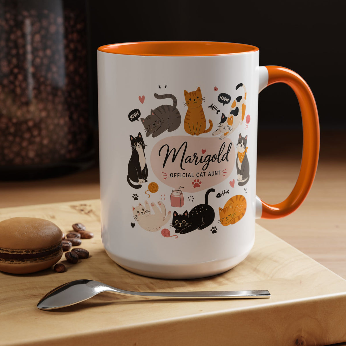 Personalized Cat Aunt Coffee Mug, Custom Cat Mom Style Mug with Name, Official Cat Aunt Gift, Cat Lover Coffee Cup, Pet Owner Mug
