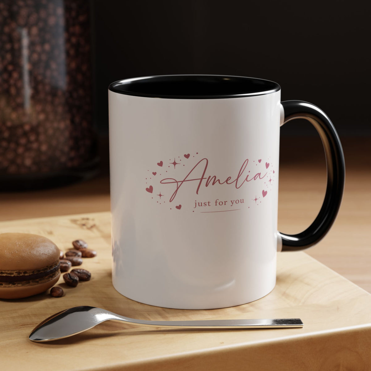 Personalized Name Coffee Mug, Custom Name Mug for Her, Just for You Gift Mug, Minimalist Pink Coffee Cup, Unique Birthday Gift