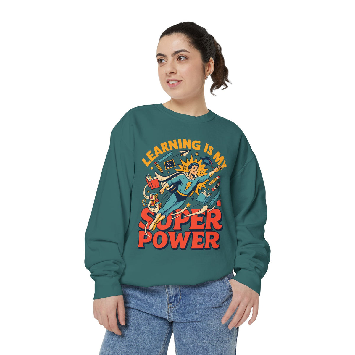 Teacher Superpower Comfort Colors Sweatshirt, Learning Is My Superpower Sweatshirt, Teacher Appreciation Gift, Back To School Crewneck