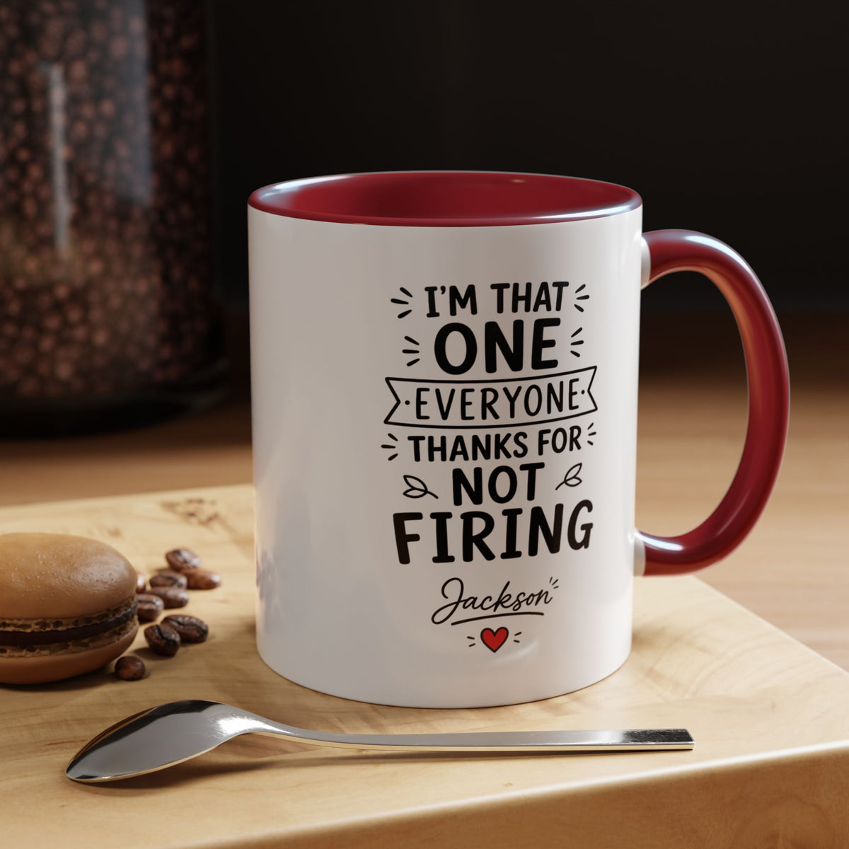 Personalized Funny Boss Mug, Thanks for Not Firing Us Coffee Cup, Custom Manager Name Gift, Coworker Office Humor, Boss Day Present
