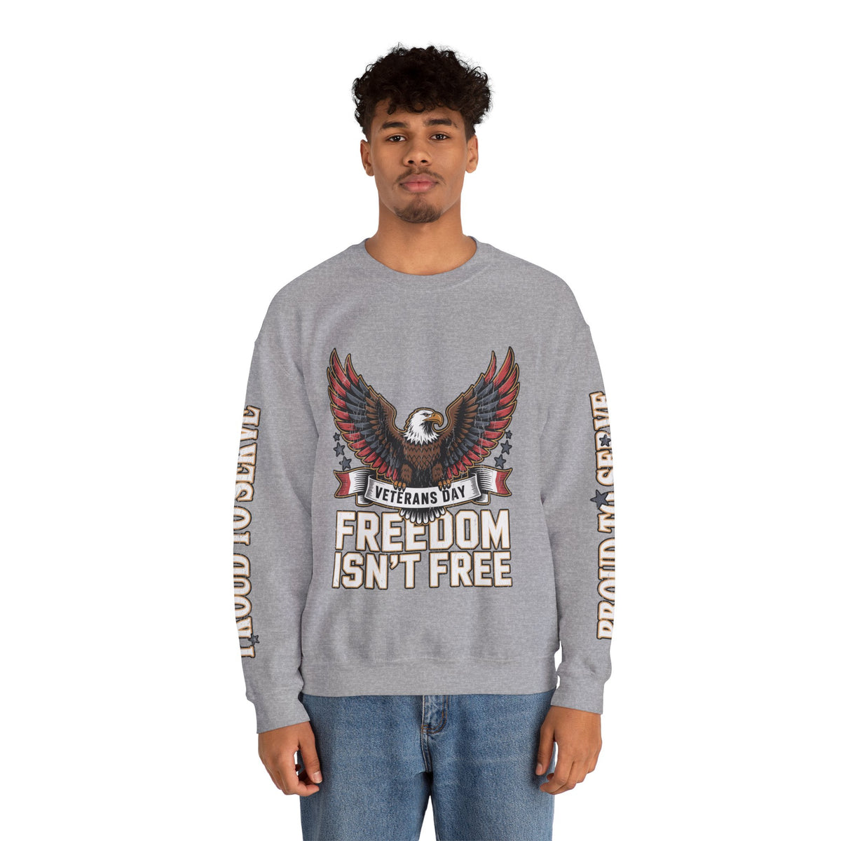 Veterans Day Sweatshirt, Freedom Isn't Free Eagle Pullover, Patriotic Military Top, Veteran Gift, American Pride, USA Clothing
