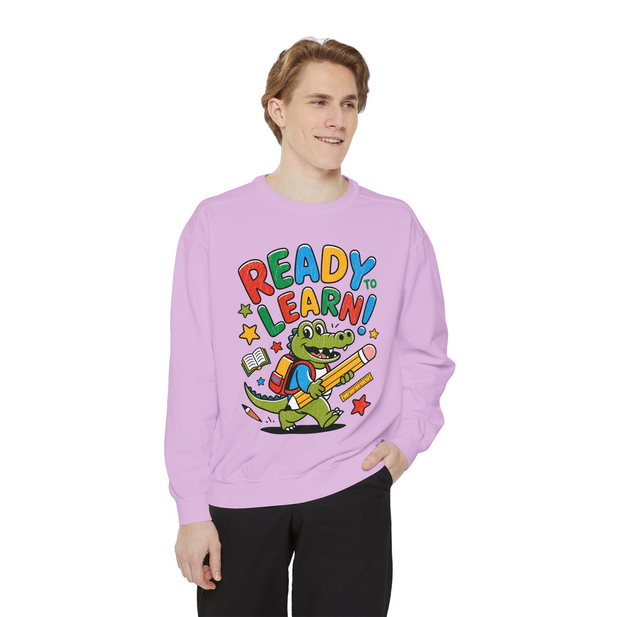 Ready to Learn Alligator Sweatshirt, Colorful Back to School Pullover, Cute Student Gift, Preschool Teacher Outfit, Classroom Style