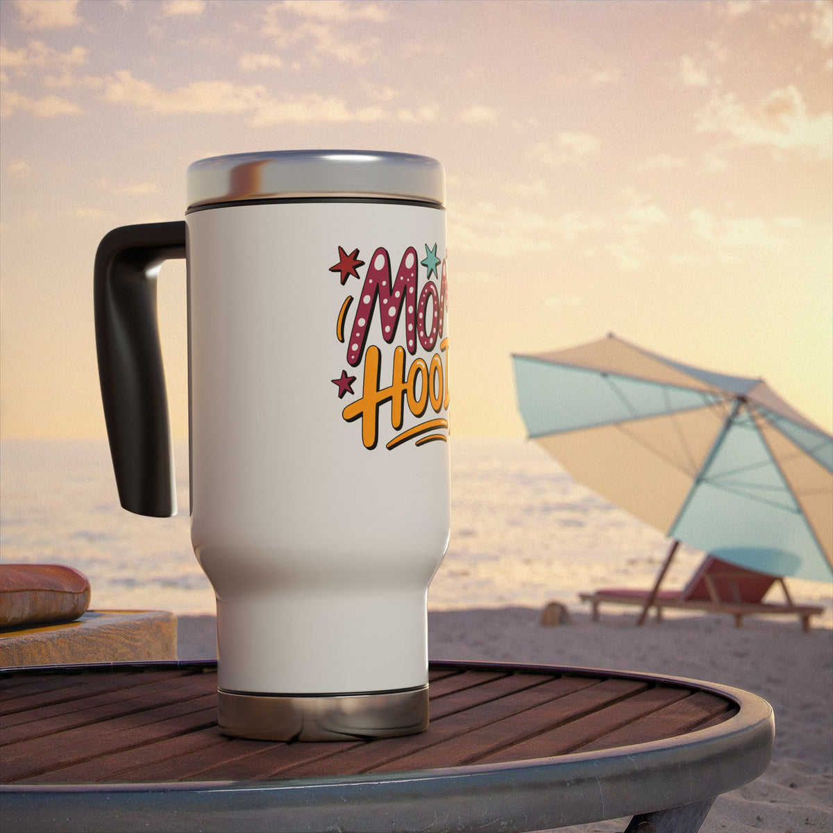 Mom Hood Stainless Steel Travel Mug, Funny Mom Coffee Cup, Motherhood Gift, Mom Life Drinkware, New Mom Gift, Birthday Gift for Mom