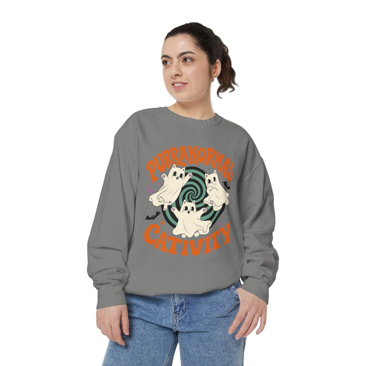 Purranormal Cativity Sweatshirt, Funny Halloween Cat Crewneck, Ghost Kitty Shirt for Cat Lover, Spooky Season Gift, Cute Fall Outfit