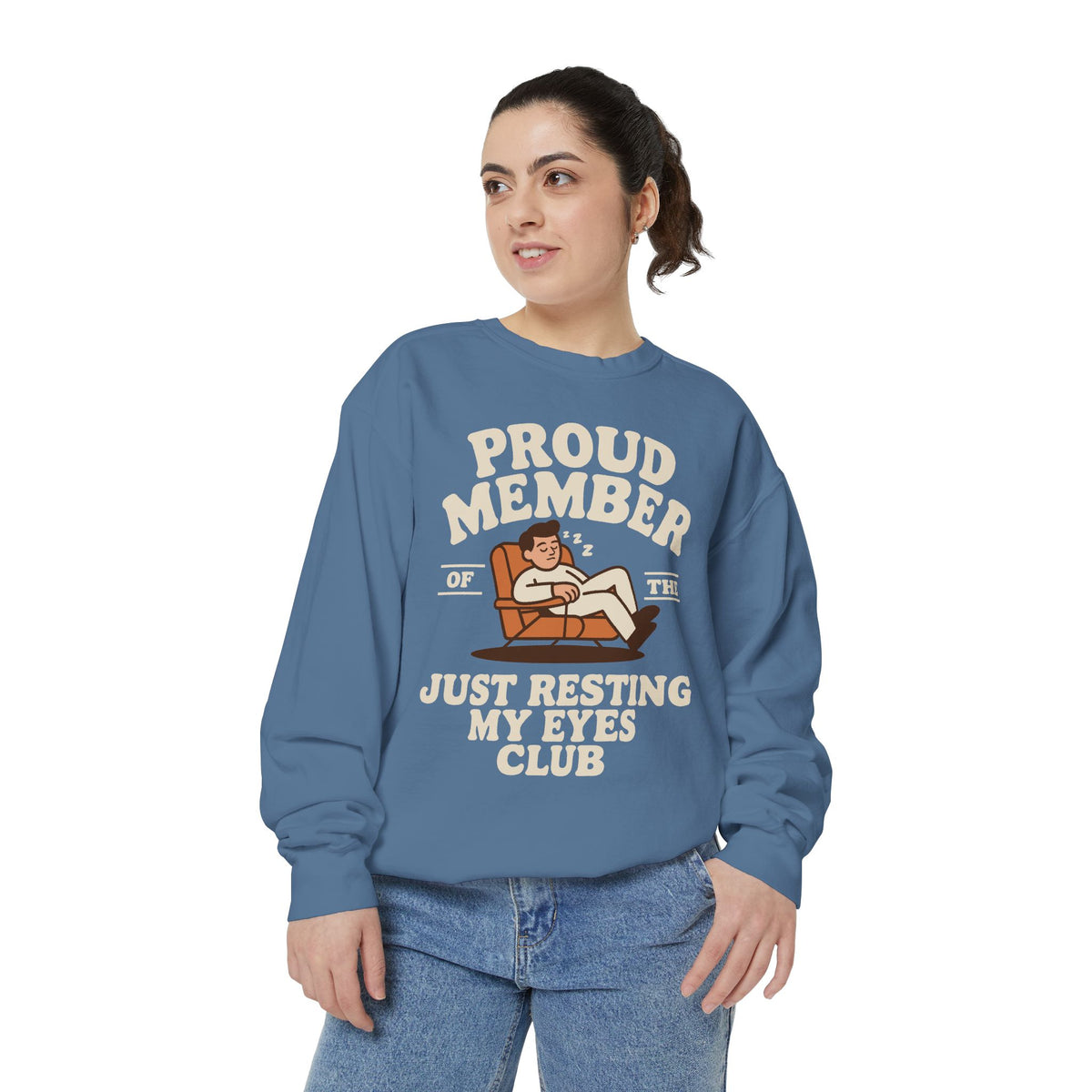 Funny Just Resting My Eyes Club Comfort Colors Sweatshirt, Tired Parent Crewneck, Sleep Lover Gift, Introvert Humor Pullover
