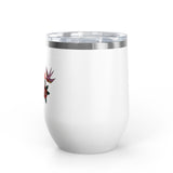 True Love Wine Tumbler, Vintage Tattoo Heart and Roses Cup, Romantic Anniversary Gift, Retro Drinkware for Couples