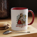 Praise the Lord and Pass the Trash Coffee Mug, Funny Opossum Pope Gift for Friends, Sarcastic Christian Possum Ceramic Tea Cup with Black Handle