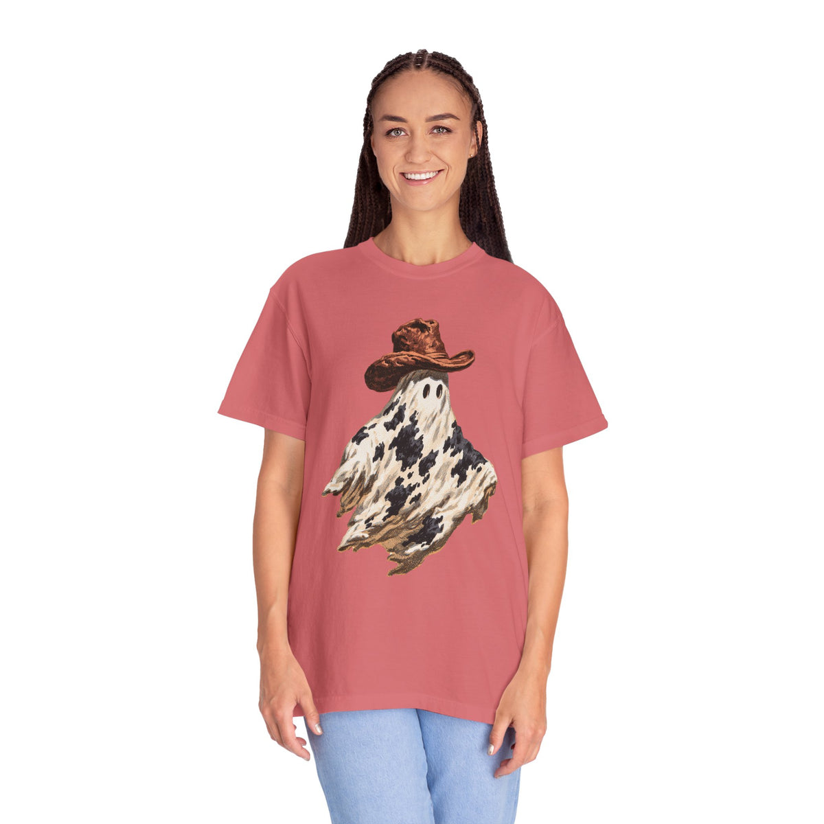 Western Ghost Halloween Shirt, Cowboy Hat Spooky Graphic Tee, Cute Vintage Fall Gift for Cowgirl, Country October Outfit for Women