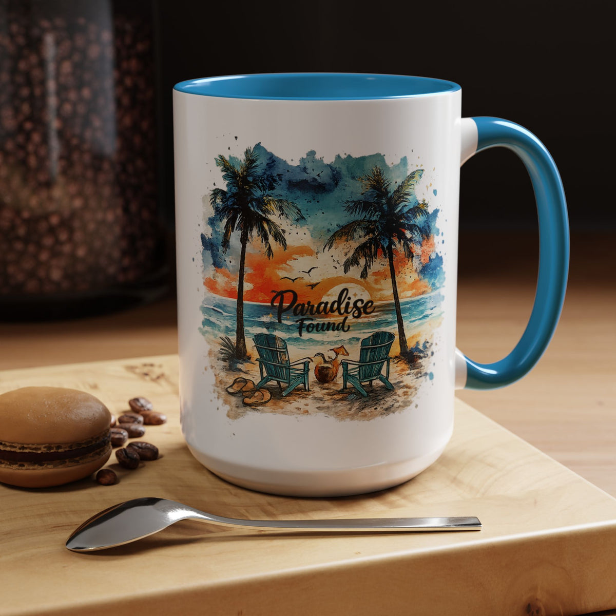 Tropical Beach Paradise Coffee Mug, Coastal Vacation Mug, Paradise Found Beach Lover Gift, Ocean Sunset Coffee Cup, Island Life Mug