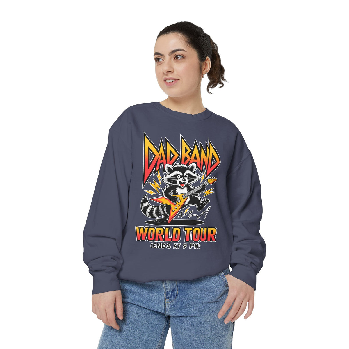 Funny Dad Band Comfort Colors Sweatshirt, Raccoon Rock Band Crewneck, World Tour Ends at 9 PM Sweatshirt, Father's Day Gift