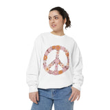 Floral Peace Sign Sweatshirt, Retro Daisy Crewneck for Women, Hippie Flower Gift, Cozy Boho Pullover for Festivals and Everyday Wear