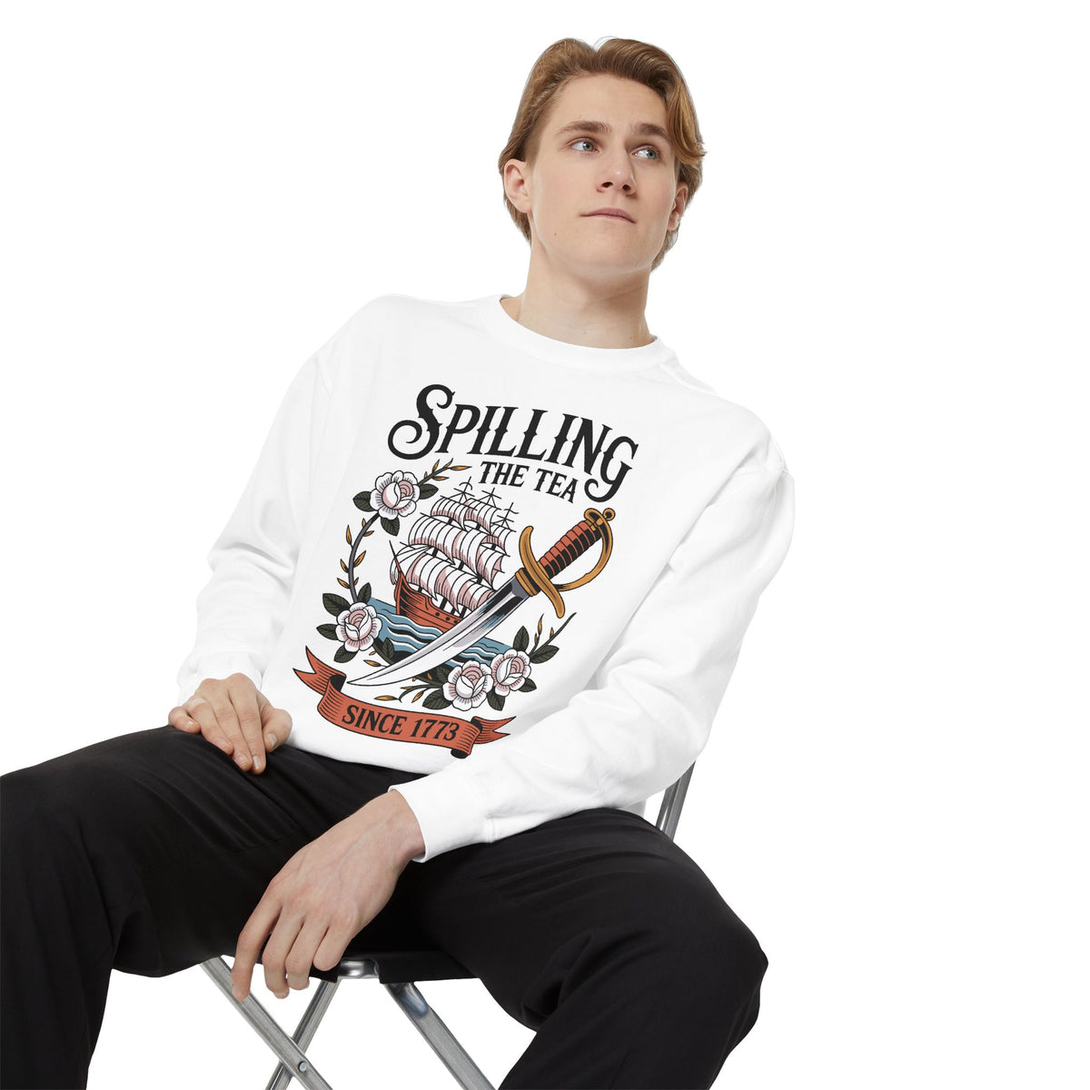 Spilling The Tea Since 1773 Comfort Colors Sweatshirt, Funny Boston Tea Party Crewneck, American History Humor