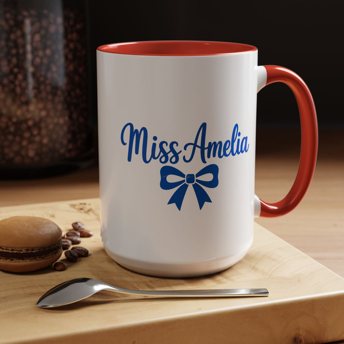 Personalized Teacher Name Mug, Custom Teacher Coffee Mug with Bow Design, Teacher Appreciation Gift, Classroom Desk Mug for Educators