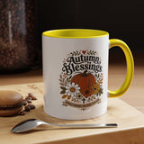 Autumn Blessings Christian Mug, Grace Grows in Every Season Coffee Cup, Faith Based Fall Gift, Floral Pumpkin Thanksgiving Decor