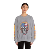 Patriotic Skull Sweatshirt, American Flag Skull Pullover, USA Biker Style Top, Edgy Americana Clothing, Fourth of July Gift