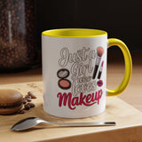 Makeup Lover Coffee Mug, Just a Girl Who Loves Makeup Quote, Lipstick and Brush Design, Birthday Gift for Beauty Enthusiast or Makeup Artist