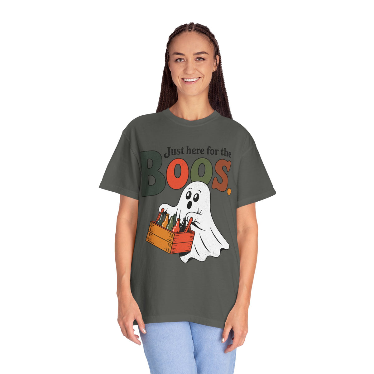 Funny Halloween Ghost Shirt, Where My Boos At Graphic Tee, Spooky Season Drinking Gift for Beer Lover, Fun Adult Costume Party Outfit