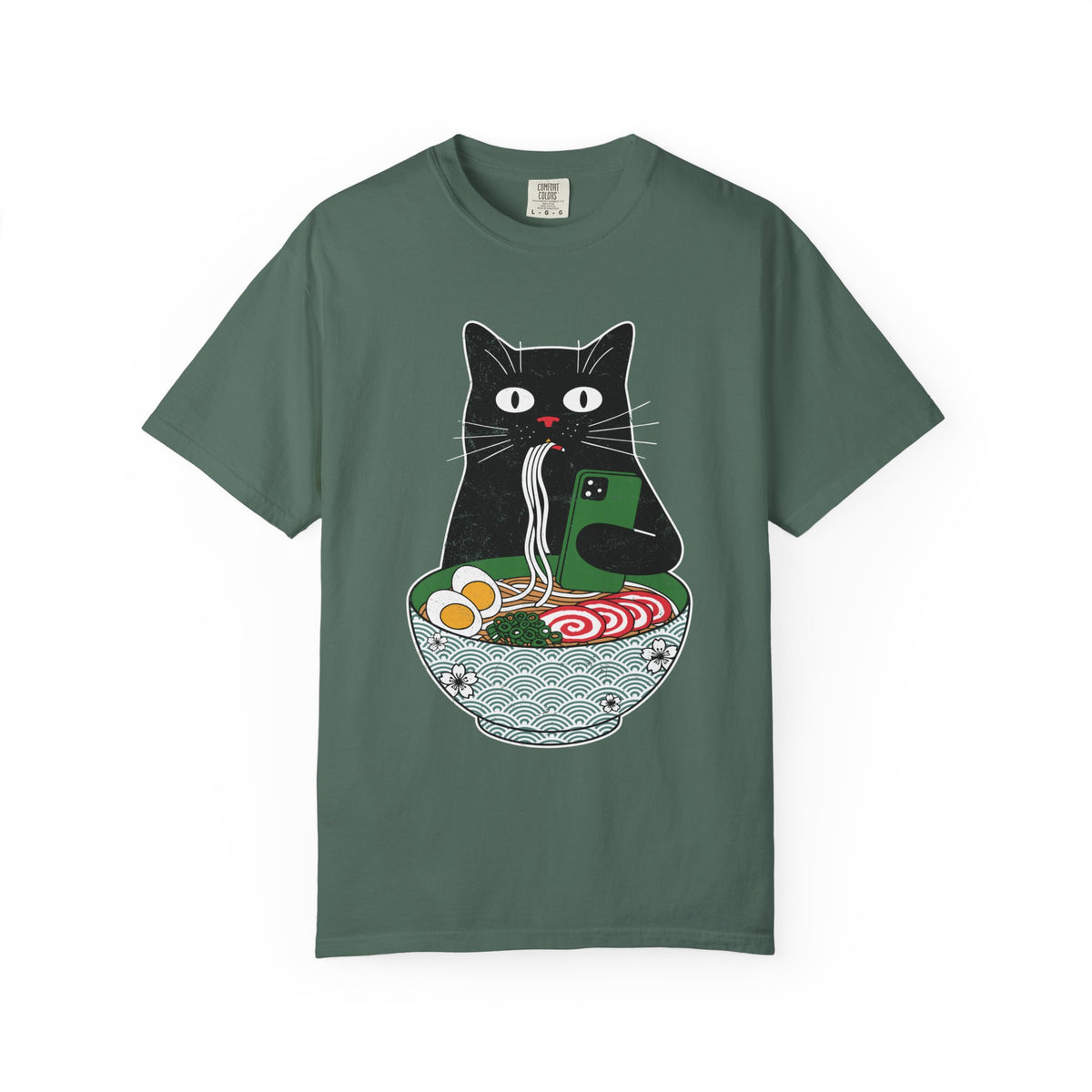 Black Cat Ramen Shirt Comfort Colors Tee, Funny Cat Lover Graphic Shirt, Introvert Cat Eating Noodles Tee, Japanese Foodie Gift