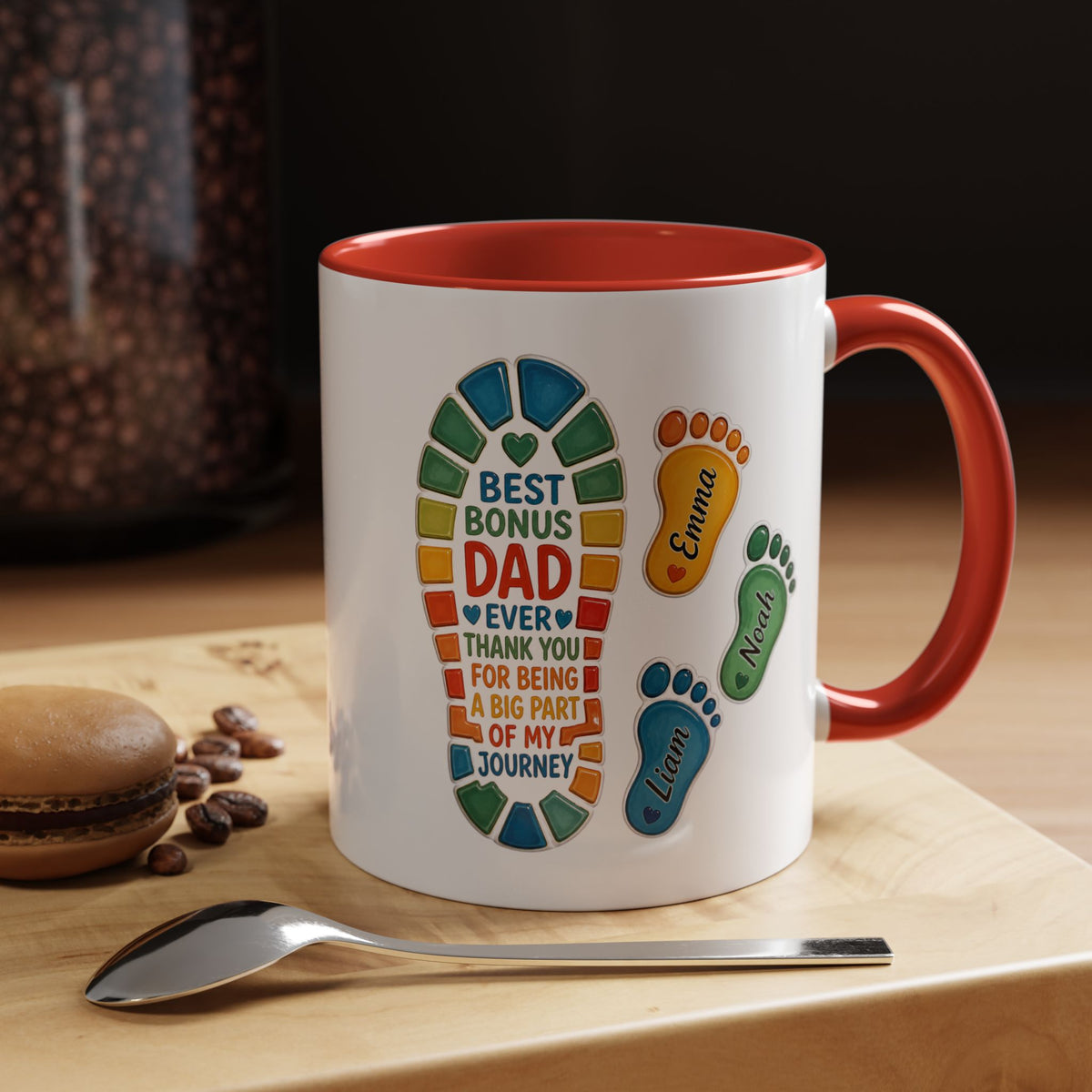 Personalized Bonus Dad Mug, Custom Stepdad Coffee Mug with Kids Names, Father's Day Gift for Bonus Father, Family Appreciation Cup