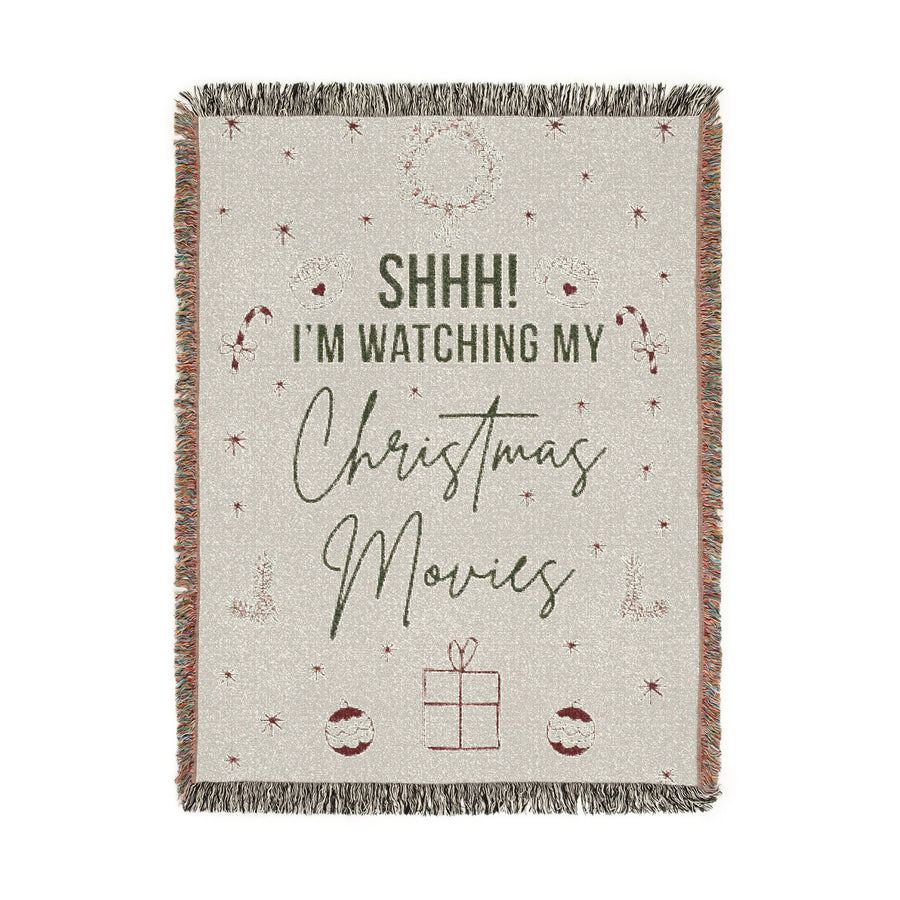 Christmas Movie Night Blanket, Funny Throw for Cozy Holiday Decor, Festive Winter Gift for Her