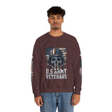 US Army Veterans Sweatshirt, Military Skull Crewneck, American Flag Veteran Pullover, Army Veteran Gift, Memorial Day or Veterans Day