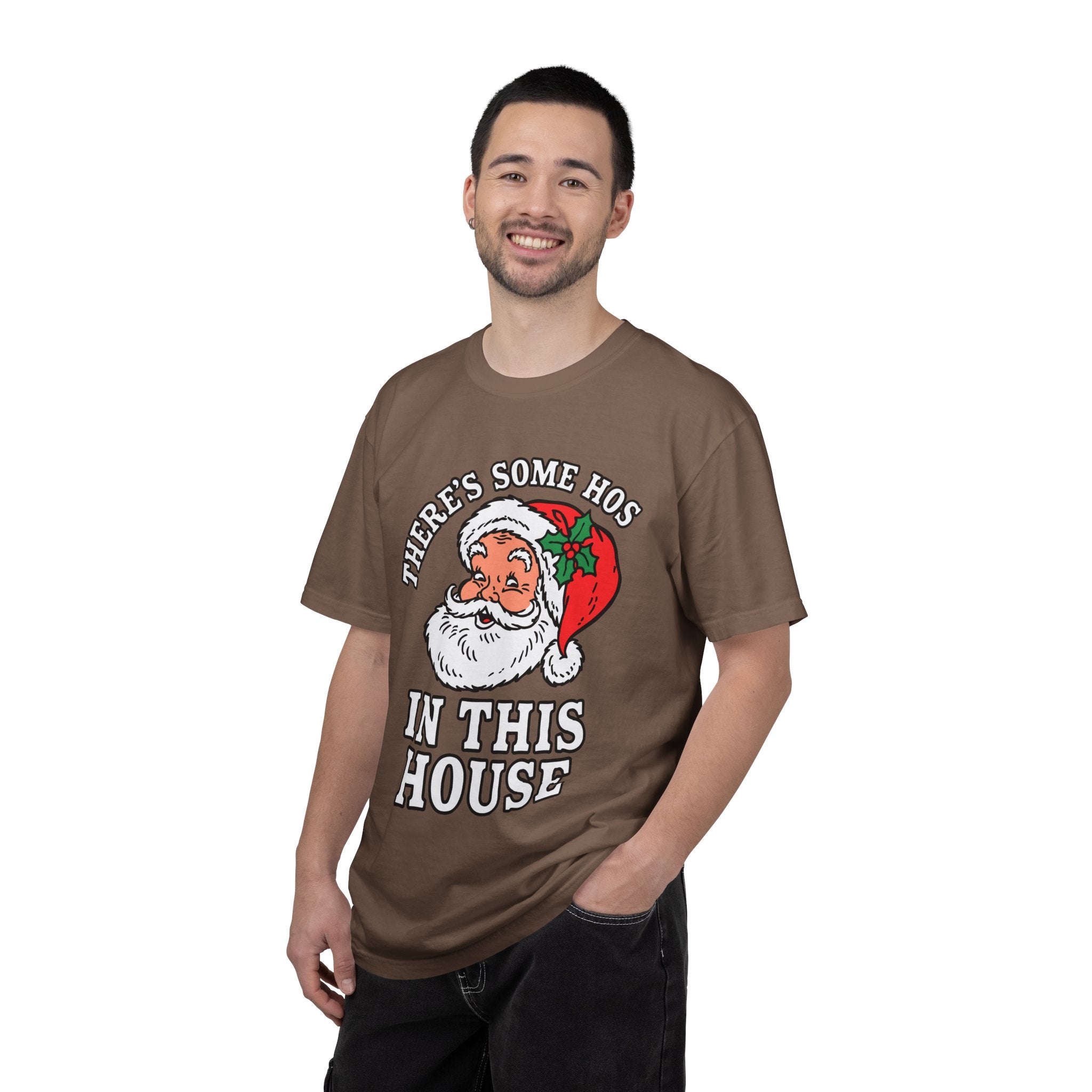 There's Some Ho's in This House Shirt, Funny Santa Christmas T-Shirt, Adult Holiday Party Tee, Naughty Xmas Gift for Friends or Family