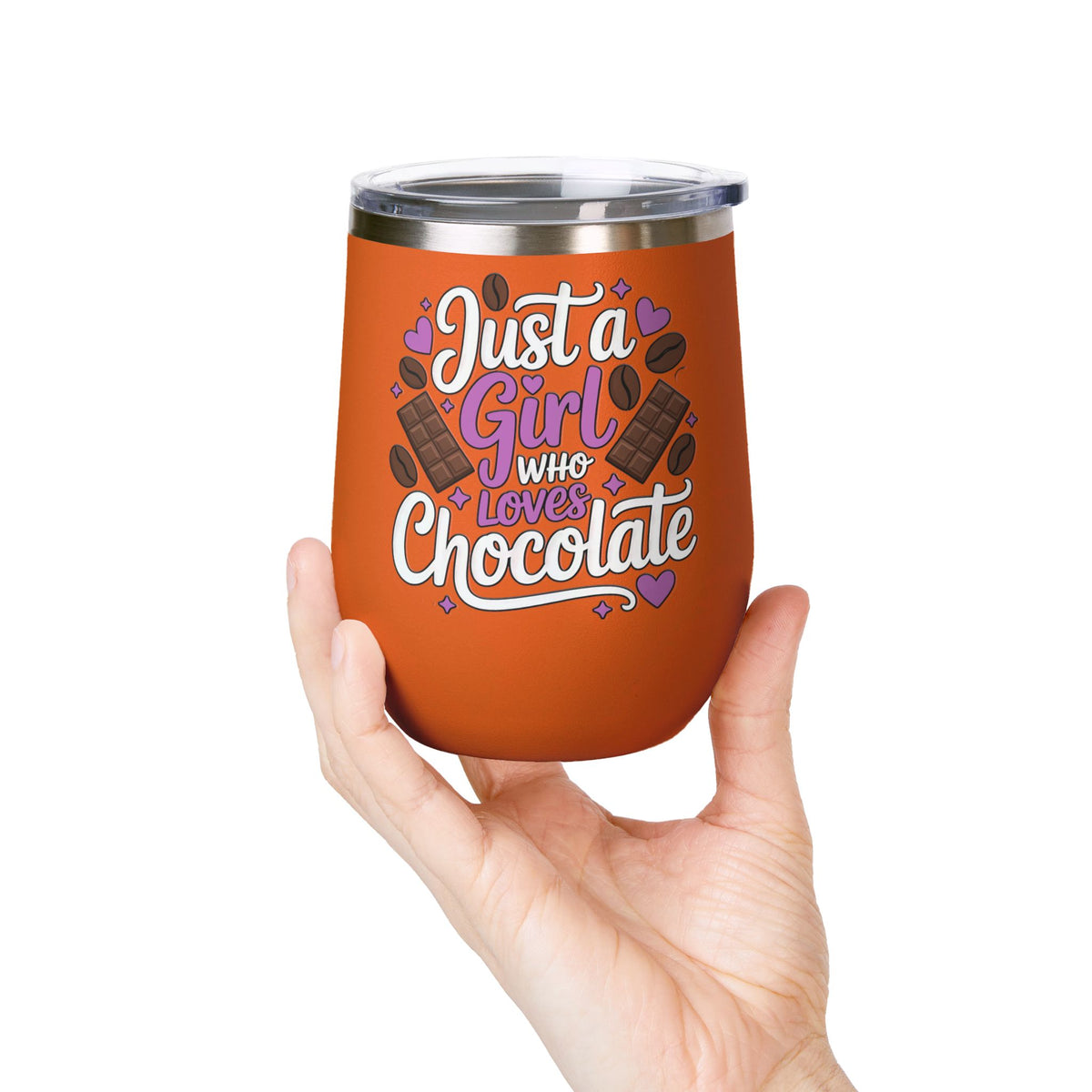 Chocolate Lover Wine Tumbler, Just a Girl Who Loves Chocolate, Cute Sweet Treat Tumbler, Dessert Lover Gift for Her, Coffee Lover Gift