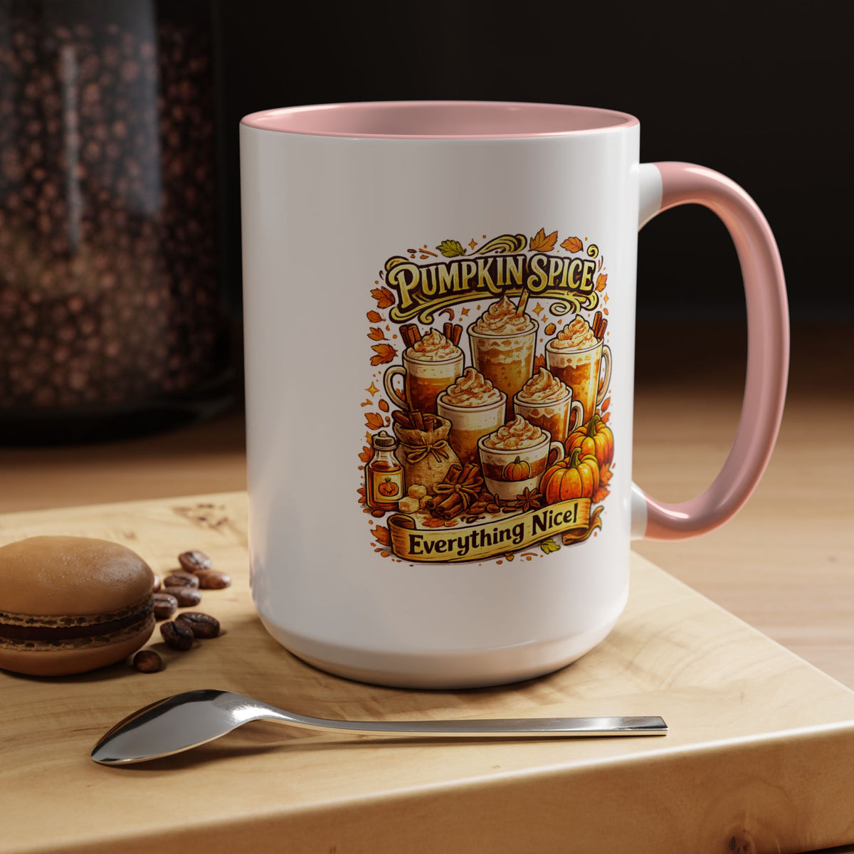 Pumpkin Spice Coffee Mug, Everything Nice Fall Cup, Autumn Latte Gift for Coffee Lover, Thanksgiving Hostess or Pumpkin Season Fan