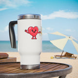 Heart and Peace Sign Travel Mug, Love and Unity Gift, Cute Inspirational Stainless Steel Mug, Friendship Gift for Her